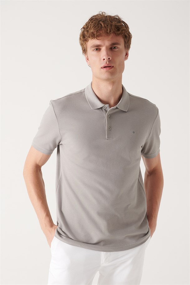 Taş Polo Yaka Düz T-Shirt