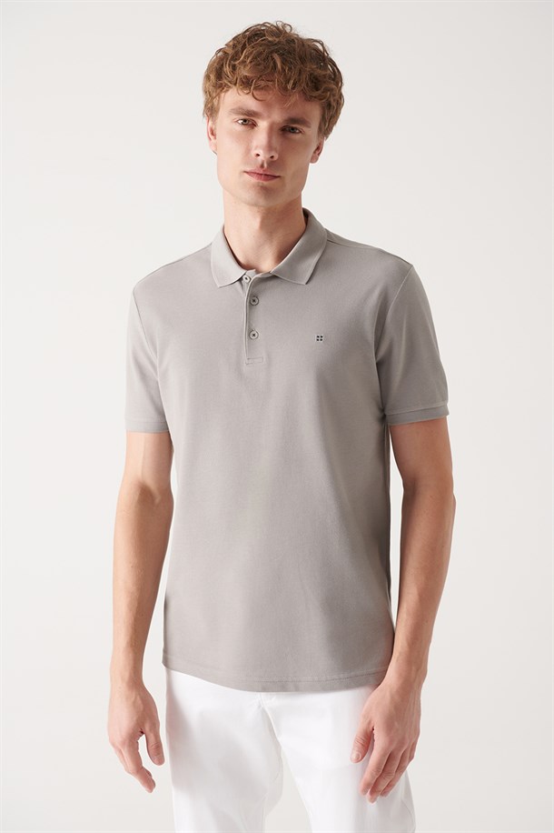 Taş Polo Yaka Düz T-Shirt