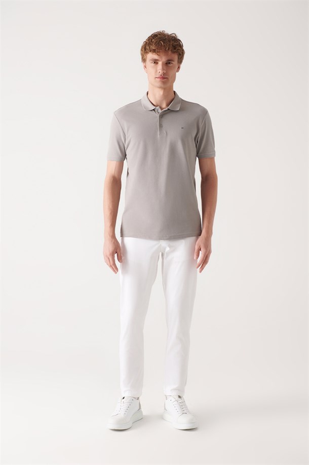 Taş Polo Yaka Düz T-Shirt