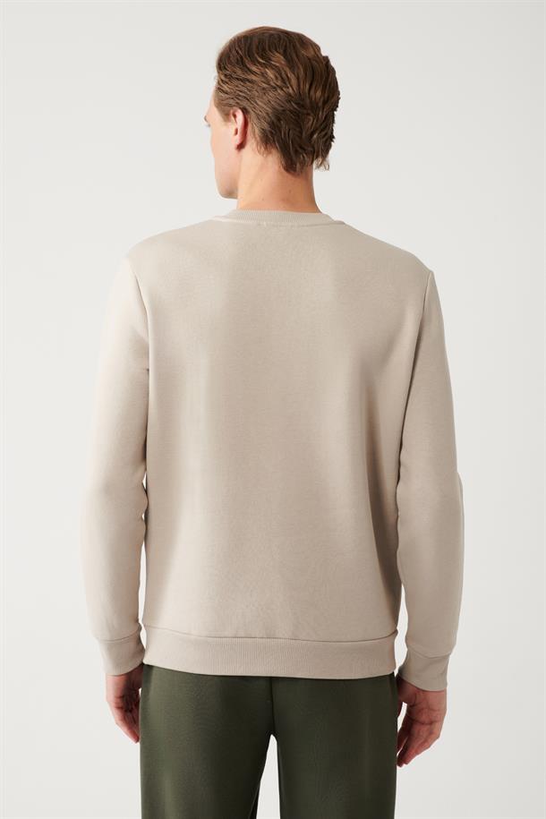 Taş Şardonlu Kumaş Bisiklet Yaka Enjeksiyon Baskılı Sweatshirt
