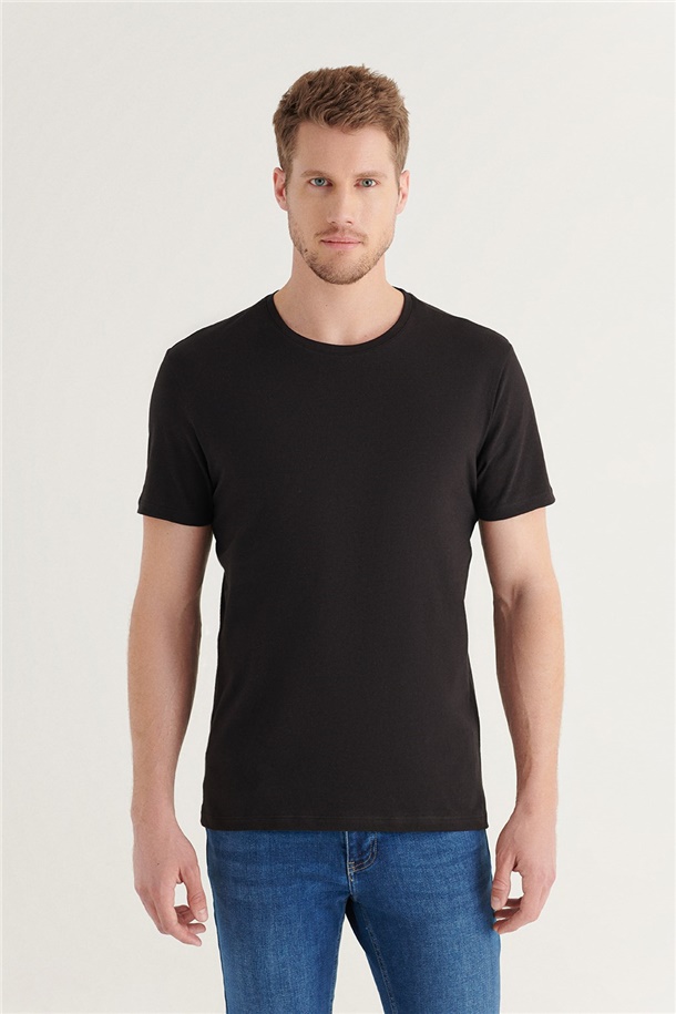 2'li Bisiklet Yaka Düz T-Shirt