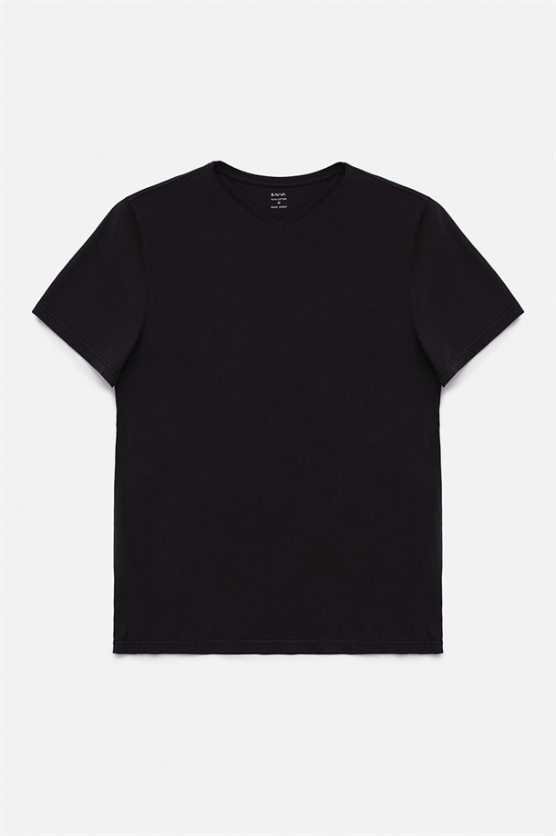 2'li V Yaka Düz T-Shirt