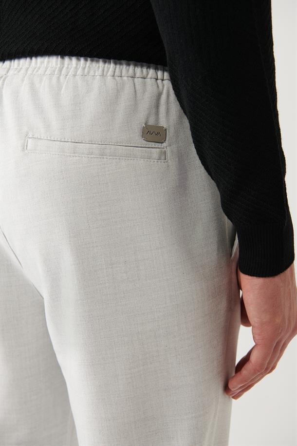 Açık Gri Paçası Lastikli Jogger Slim Fit Pantolon