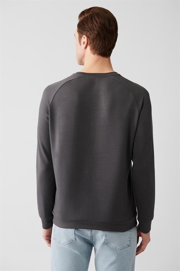 Antrasit Baskılı Sweatshirt