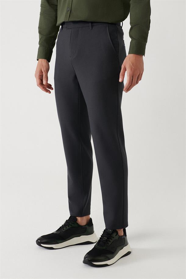 Antrasit Yumuşak Tuşeli Slim Fit Chino Pantolon