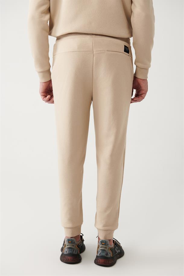Bej Gofre Baskılı Jogger