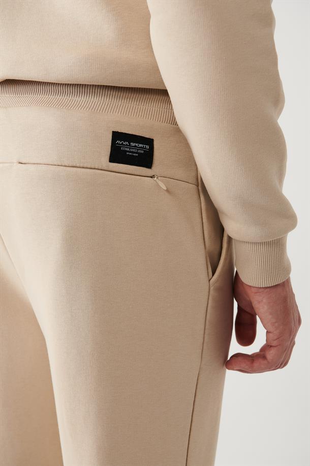 Bej Gofre Baskılı Jogger