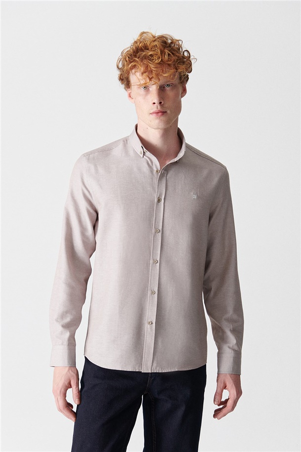 Oxford Düğmeli Yaka Slim Fit Gömlek