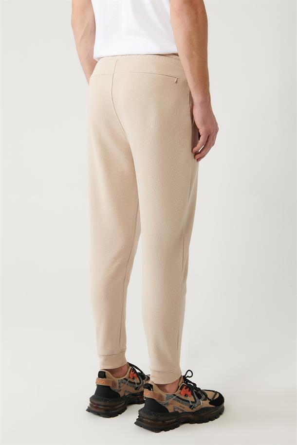 Bej Piramid Baskılı Jogger
