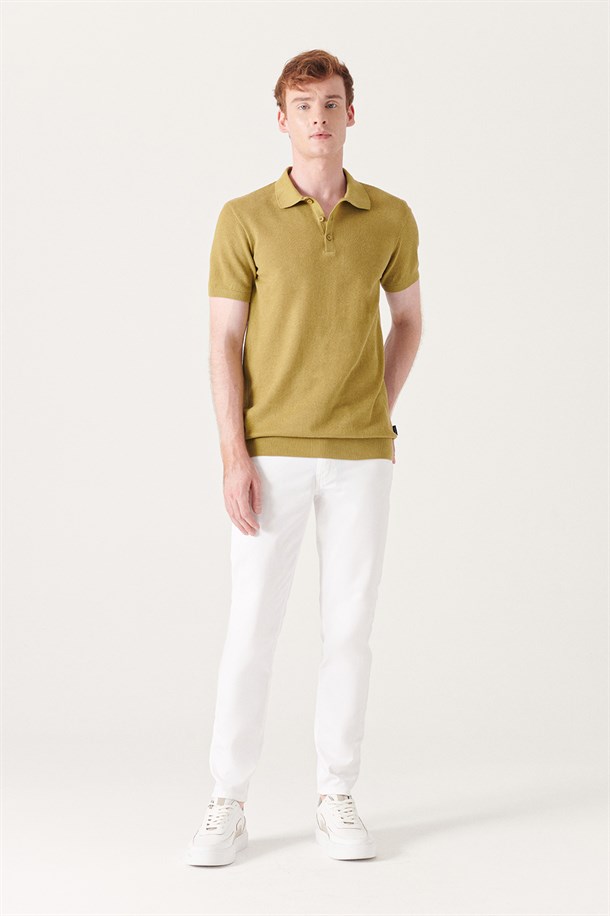 Beyaz 5 Cepli Slim Fit Pantolon