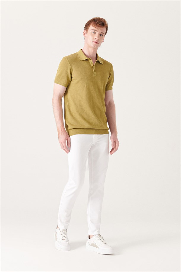 Beyaz 5 Cepli Slim Fit Pantolon