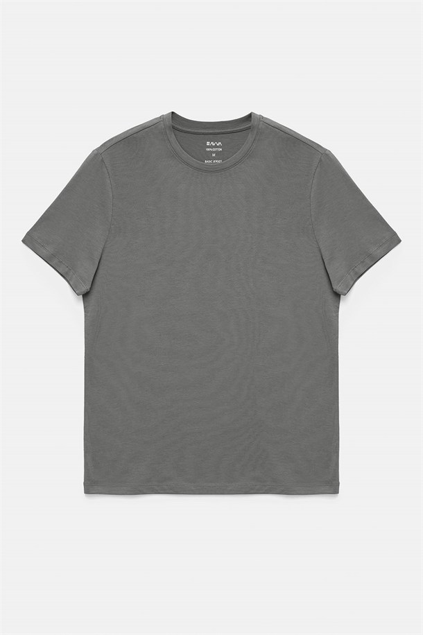 Beyaz-Siyah-Gri-Açık Mavi-Koyu Mavi 5'li Bisiklet Yaka Düz T-Shirt