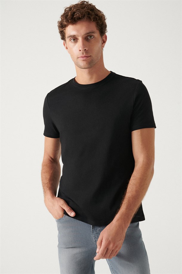 Beyaz-Siyah-Gri-Açık Mavi-Koyu Mavi 5'li Bisiklet Yaka %100 Pamuk Basic T-Shirt