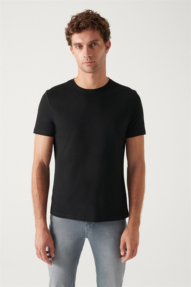 Beyaz-Siyah-Gri-Lacivert-Antrasit 5'li Bisiklet Yaka Düz T-Shirt