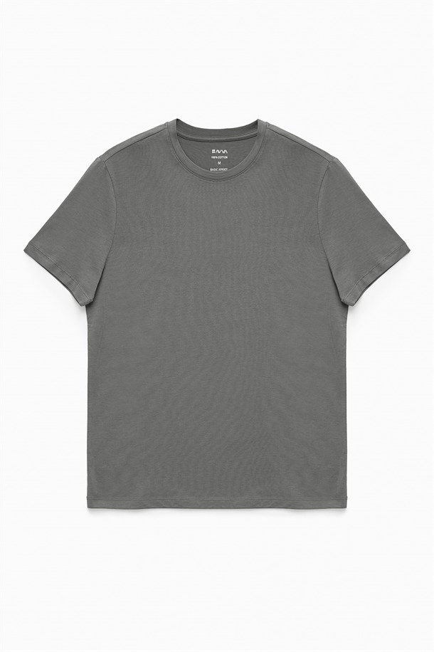 Beyaz-Siyah-Gri-Lacivert-Antrasit 5'li Bisiklet Yaka Düz T-Shirt