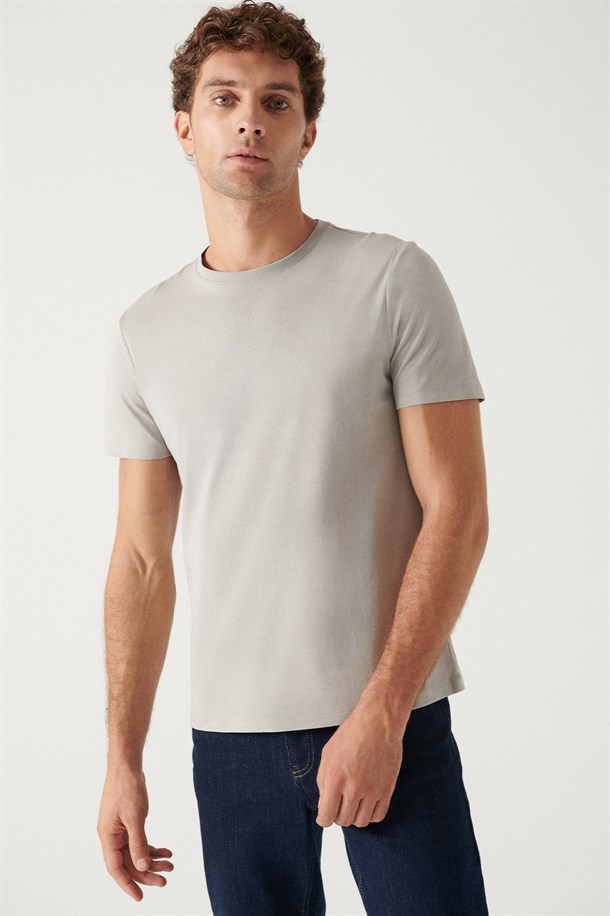 Beyaz-Siyah-Gri-Lacivert-Antrasit 5'li Bisiklet Yaka Düz T-Shirt