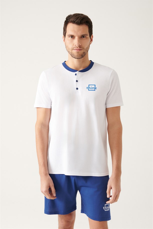 Bisiklet Yaka Kısa Kol Şortlu  Pijama Takımı