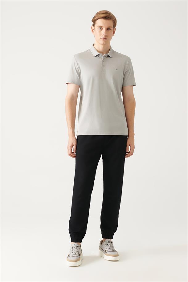 Gri Düğmeli  Polo Yaka T-Shirt
