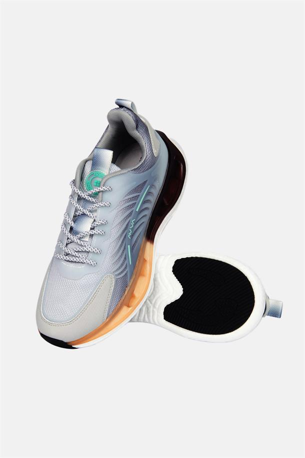 Gri Esnek Taban Sneaker Ayakkabı
