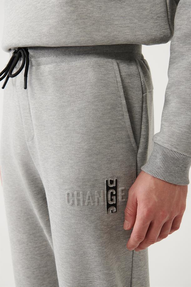Gri Gofre Baskılı Jogger