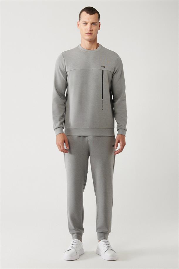 Gri Soft Touch Kumaş Baskılı Sweatshirt