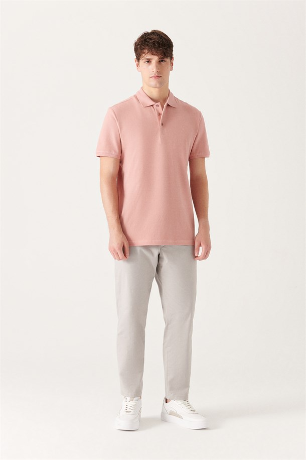 Gül Kurusu Polo Yaka Düz T-Shirt