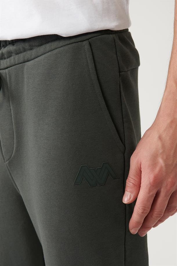 Haki Cep Altı Flok Baskılı Jogger