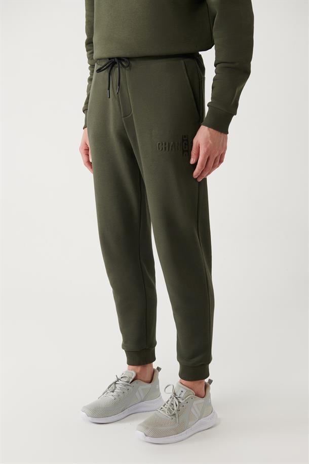 Haki Gofre Baskılı Jogger