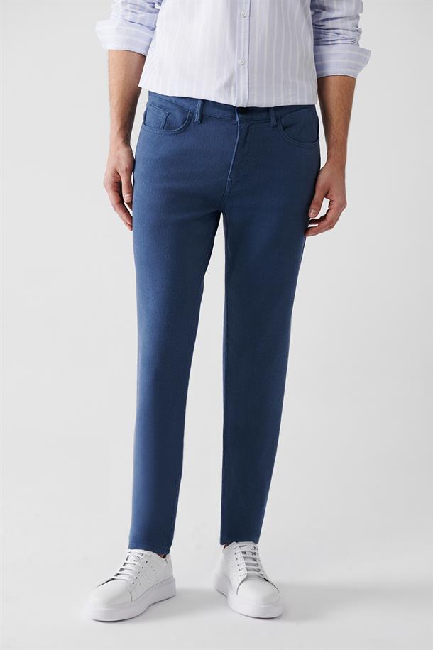 İndigo Armürlü 5 Cep Pantolon