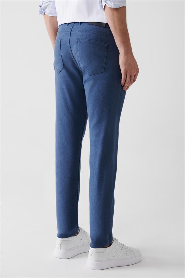 İndigo Armürlü 5 Cep Pantolon