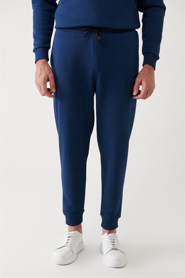 İndigo Gofre Baskılı Jogger