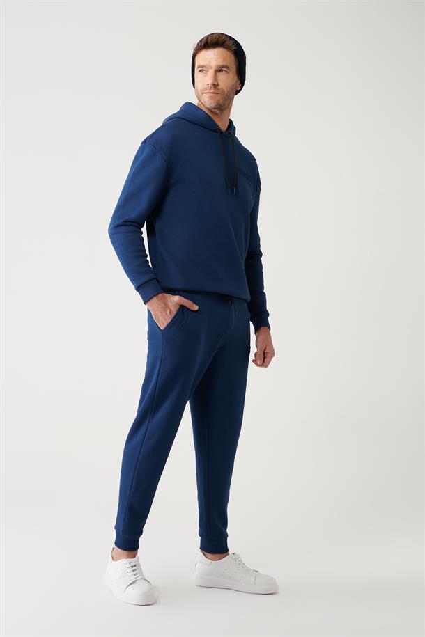 İndigo Gofre Baskılı Jogger