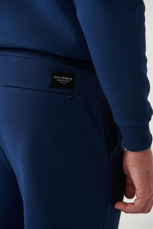 İndigo Gofre Baskılı Jogger