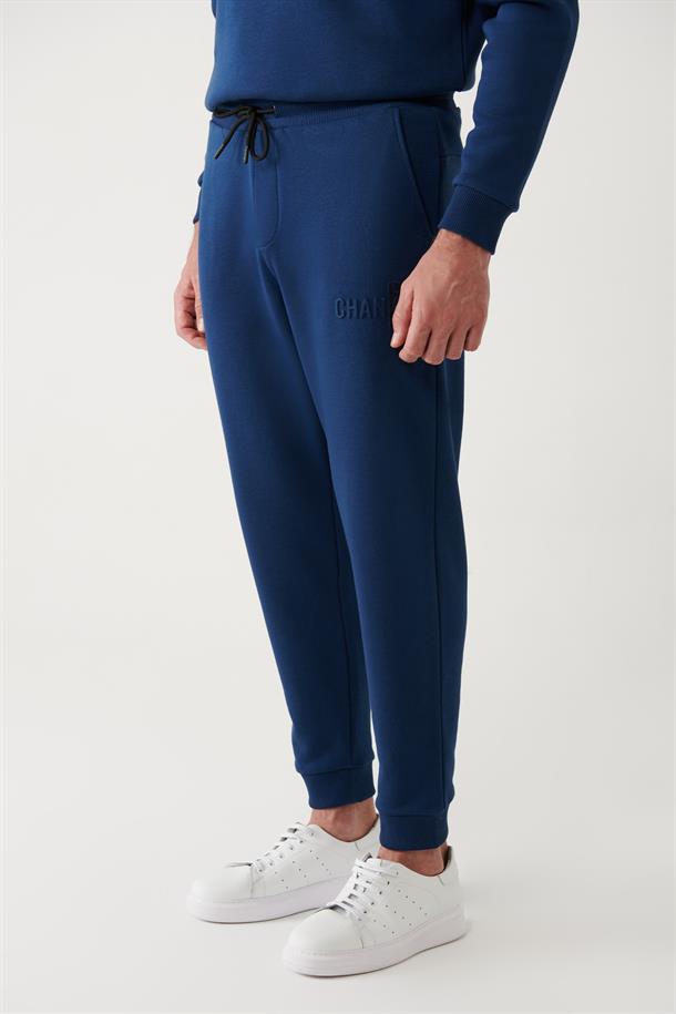 İndigo Gofre Baskılı Jogger