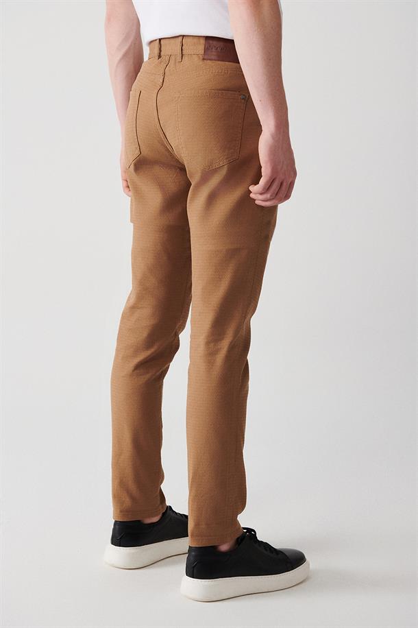 Kamel Armürlü Esnek 5 Cepli Slim Fit Dar Kesim Kanvas Pantolon