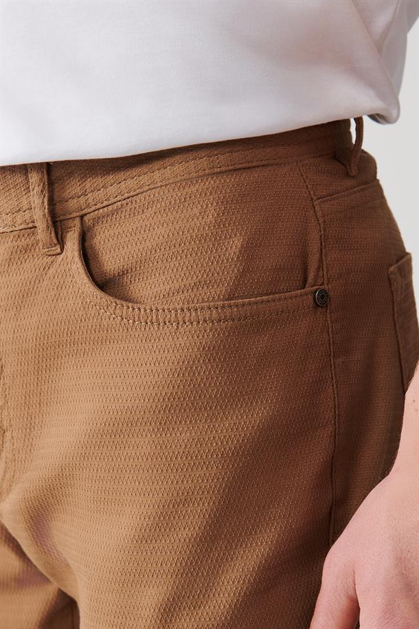 Kamel Armürlü Esnek 5 Cepli Slim Fit Dar Kesim Kanvas Pantolon