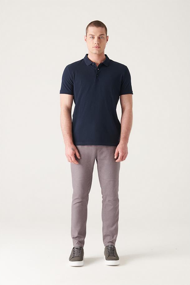 Lacivert %100 Pamuk Regular Fit 3 Düğmeli Polo Yaka T-Shirt