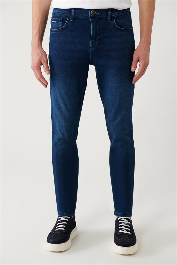 Lacivert Eskitme Yıkamalı Denim