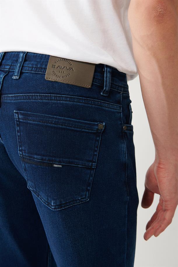 Lacivert Eskitme Yıkamalı Denim