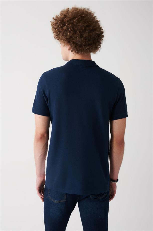 Lacivert Marine Temalı Polo Yaka T-Shirt