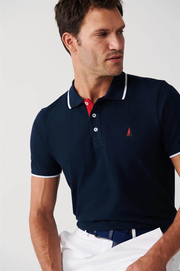 Lacivert Marine Temalı Polo Yaka T-Shirt