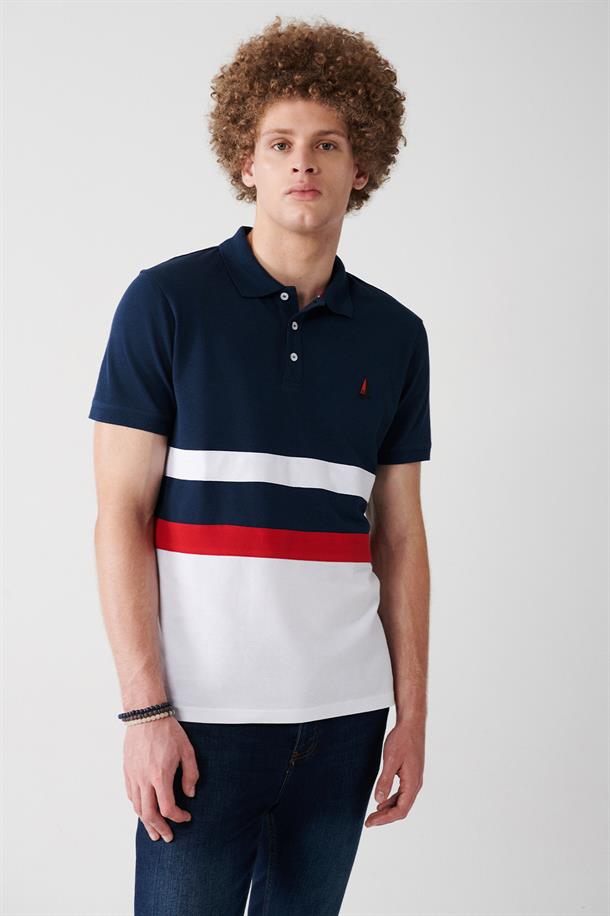 Lacivert Marine Temalı Polo Yaka T-Shirt