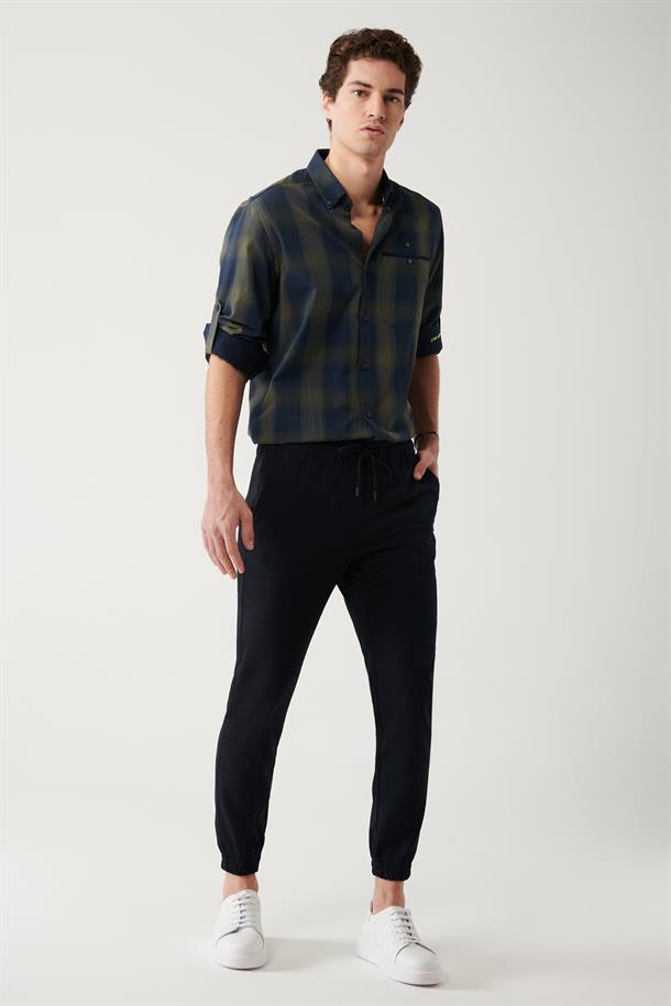 Lacivert Paçası Lastikli Jogger Slim Fit Pantolon
