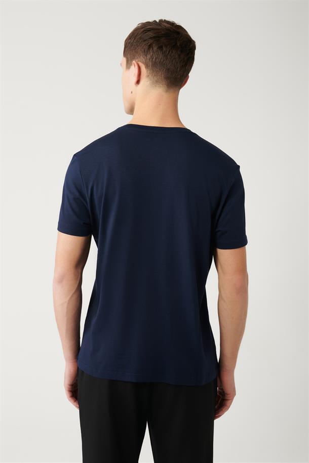Lacivert Ultrasoft Bisiklet Yaka Düz Regular Fit Standart Kesim Modal T-Shirt