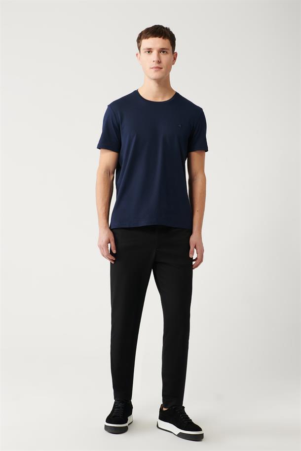 Lacivert Ultrasoft Bisiklet Yaka Düz Regular Fit Standart Kesim Modal T-Shirt