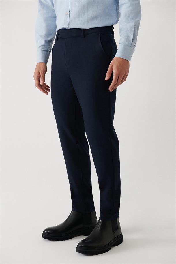 Lacivert Yumuşak Tuşeli Slim Fit Chino Pantolon
