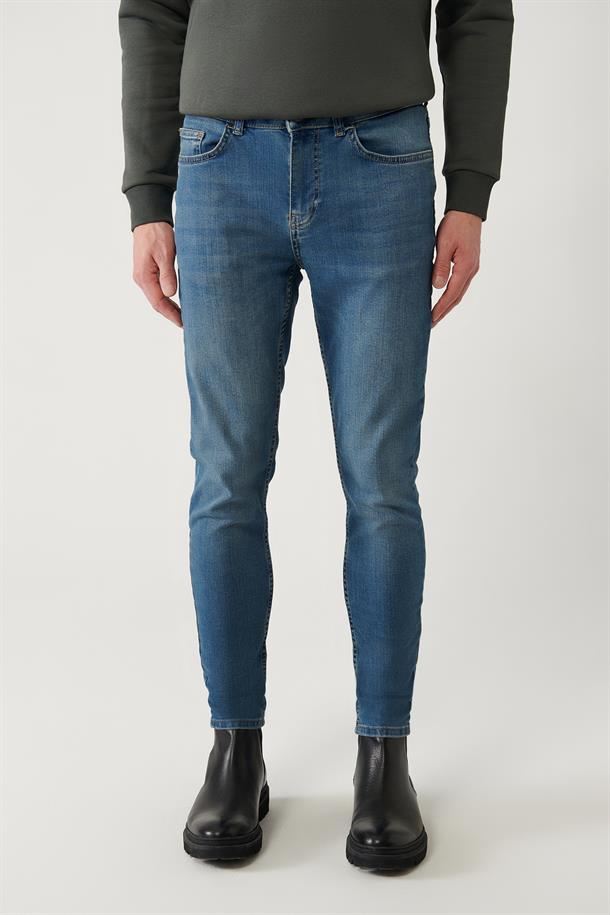 Mavi Eskitme Yıkama Esnek Jean Pantolon