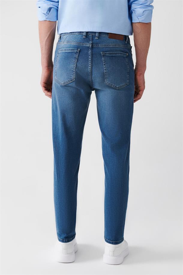 Mavi Eskitme Yıkama Jean Pantolon