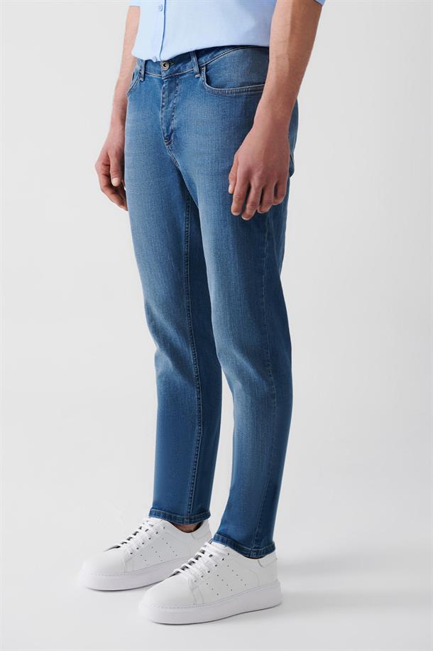 Mavi Eskitme Yıkama Jean Pantolon