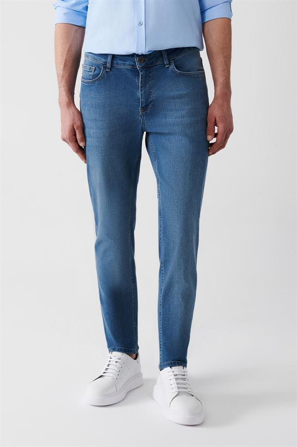 Mavi Eskitme Yıkama Jean Pantolon